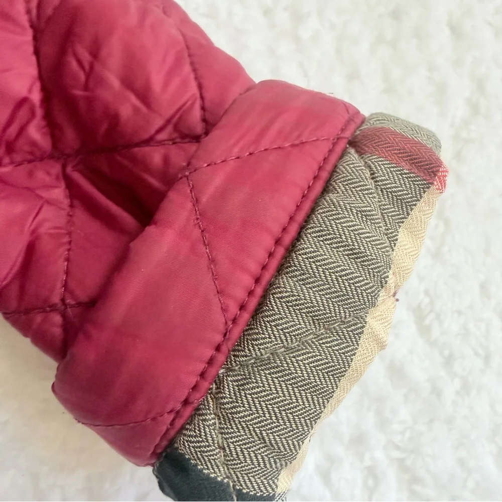 Burberry Baby Girls Puffer Jacket 12m Nova Check Berry Pink Horse Hooded Kids